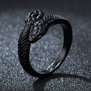 Gothic Double Head Snake Ring Adjustable Animal Rings Reptil