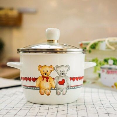 Japanese cartoon porcelain enamel milk pot noodles bowl