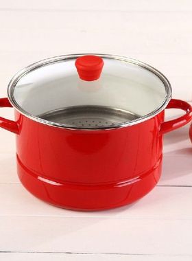 24CM5.5L thick red enamel pot stew pot steamer cooker pot