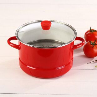 24CM5.5L thick red enamel pot stew pot steamer cooker pot