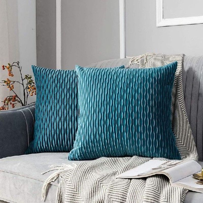 Throw Pillow Covers Decorative Striped Velvet Throw Pillow