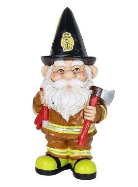 Resin Sculpture Fireman Gnome Statue Whimsical Garden