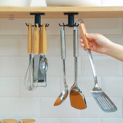 Di Bawah Rak Memutar Kait Pemegang Menggantung Lemari Dapur