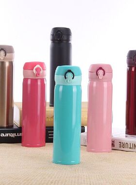 Cute Vacuum Flasks Bouncing Lid Vacuum Cup Stainless Steel