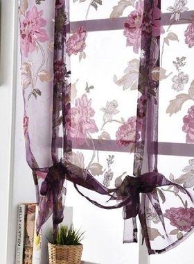 Flower Roman Curtains Kitchen Valance Tulle Sheer Panel