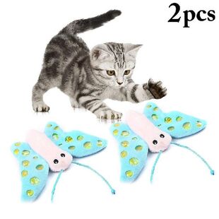 2PCS Pet Butterfly Cat Toy Cute Plush Catnip Toy Cat Chew
