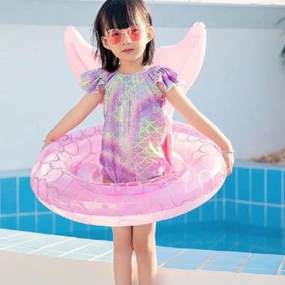 Mermaid With Backrest Pool Inflatable Swimming Ring Kid