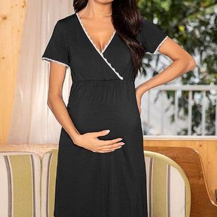 Women Maternity Dresses Short Sleeve Hight Waist Dress For