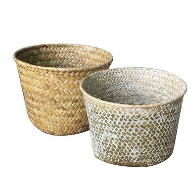 Handmade Bamboo Storage Baskets Laundry Straw Patchwork