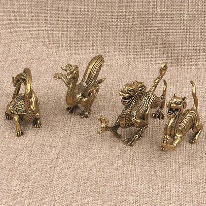 pure copper chinese ancient beast miniature figurine dragon