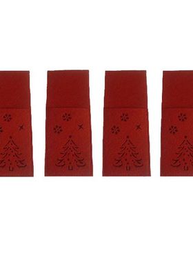 Christmas Tableware Holders Silverware Bag: 4pcs Red and