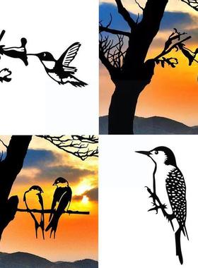 Woodpecker Metal Art Bird Statues Outdoor Garden Backyard