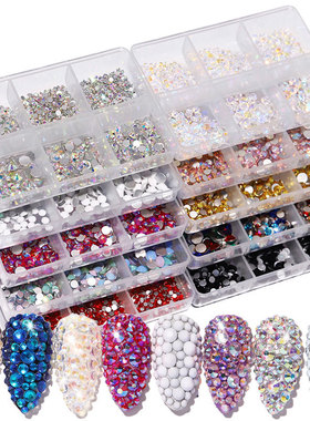 1Box Clear Crystal AB Gold 3D Non Hotfix Flatback Nail Art