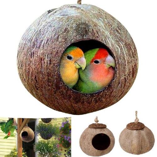 Natural Coconut Shell Bird Cages Parrot House Nesting House