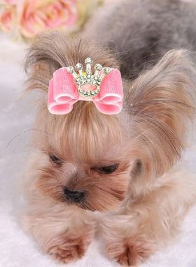 Dog Grooming Bows Crystal Crown Cat dog Hair Bows Small Pog