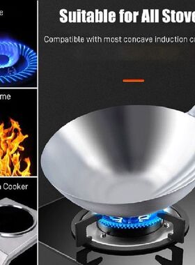 430 Stainless Steel Frying Pan Chinese Handmade Wok Thick