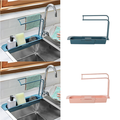 Adjustable Sink Storage Rack Telescopic Faucet Holder Shelf