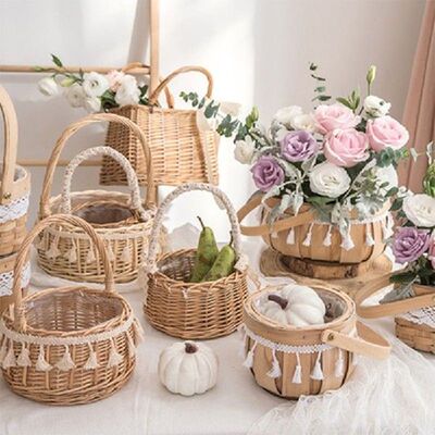 Rattan Handwoven Basket Handmade Wedding Flowers Hand Woven