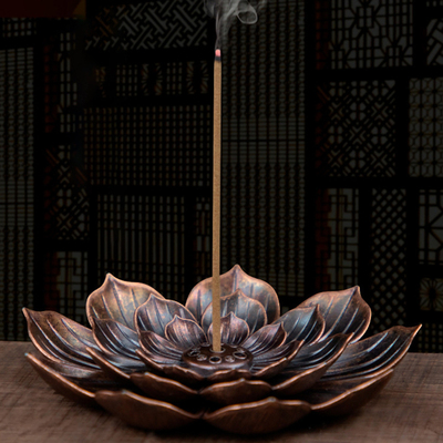 Alloy Incense Burner Stick Holder Buddhism Lotus Line
