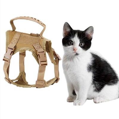 Adjustable Cat Harness Vest With Handle Military Pet
