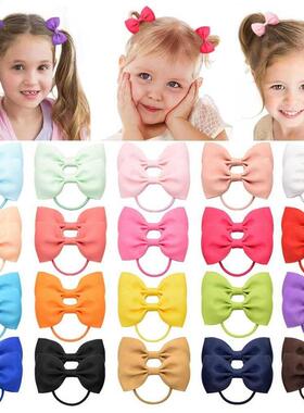 20Pcs/lot Solid Grosgrain Ribbon Bows For Baby Girls tail Ho