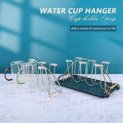 Bar Metal Rack Inverted Glass Mug Hanging Rack with Drain