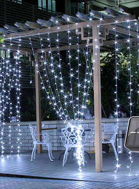 3x3M 300LEDs Solar Window Curtain Garland Light Outdoor Wedd