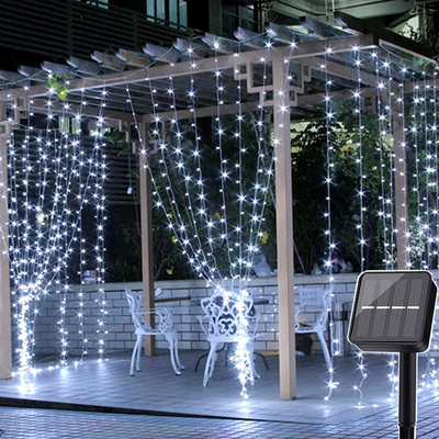 3x3M 300LEDs Solar Window Curtain Garland Light Outdoor Wedd