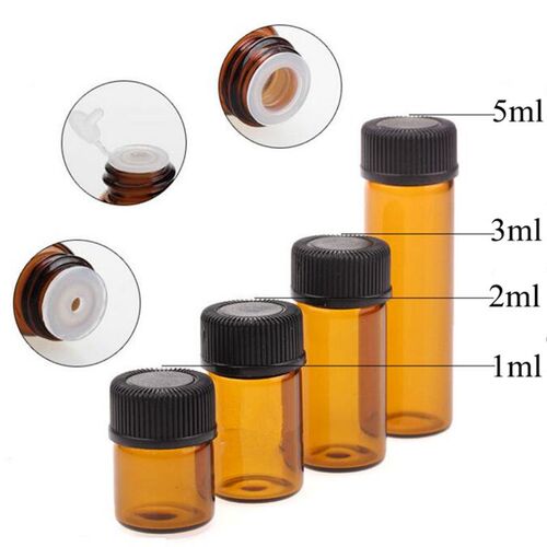 100pcs High Quality 1ml/2ml/3ml/5ml Dram Amber Glass Essenti