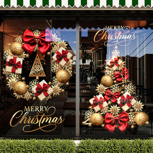 圣诞节装饰场景布置玻璃门贴纸