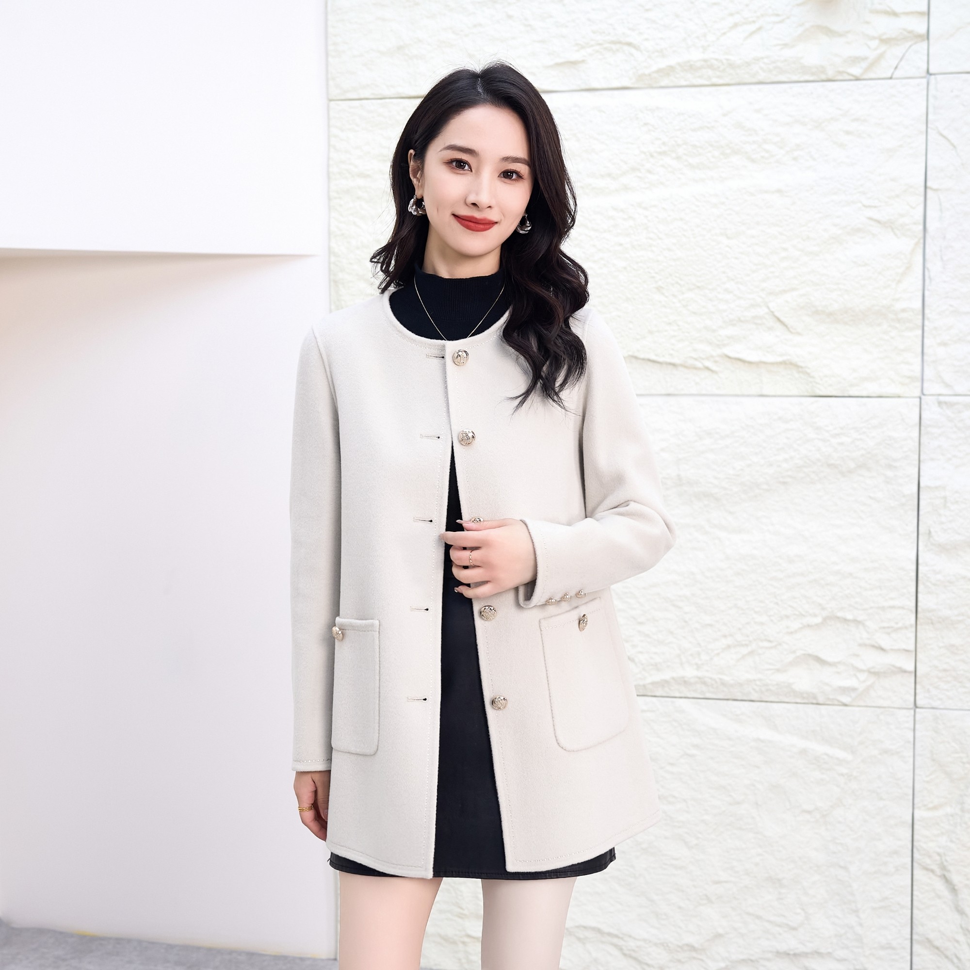 【100%羊毛】小香风双面羊毛大衣女中长款秋冬新款高级感毛呢外套