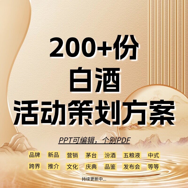 200+份白酒活动策划方案合集 PPT可编辑，个别PDF版本