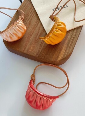 HFMI手工头层牛皮植鞣皮饺子挂坠装饰包包挂件精致手工缝制钥匙扣