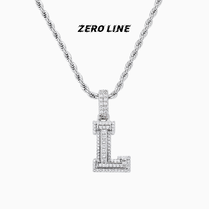 zeroline镶钻字母项链女毛衣链