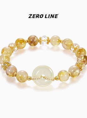 zeroline平安扣黄水晶手串女