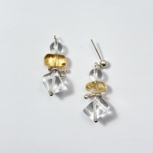 【直播—花样年华】zeroline巴西黄水晶耳钉女纯银白水晶耳环耳饰