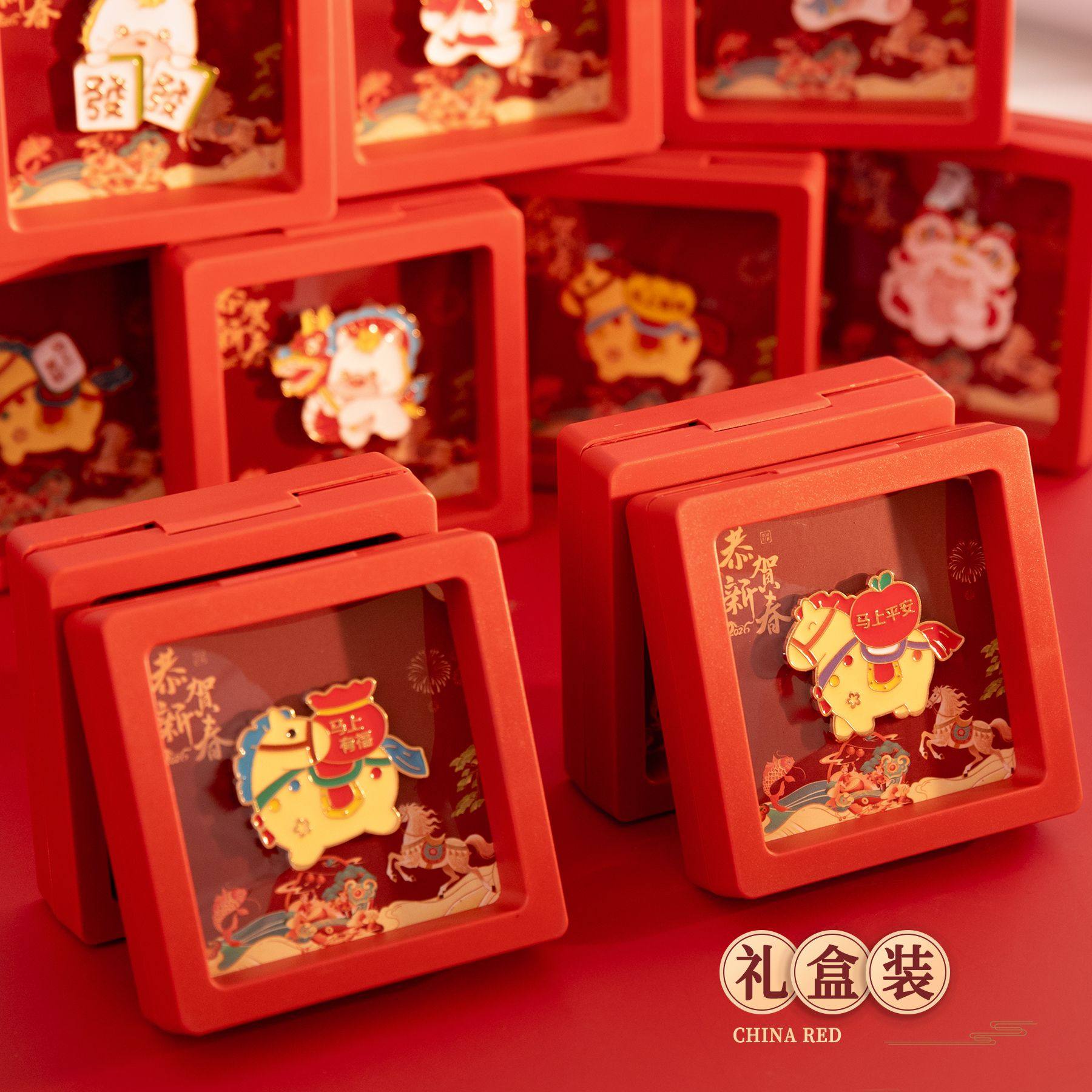 礼盒马年金属徽章马上发财马上有钱新年礼物趣味祝福胸针包包配饰