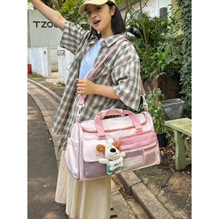 短途旅行包大容量女可套拉杆箱登机包行李袋可爱待产包斜挎收纳袋