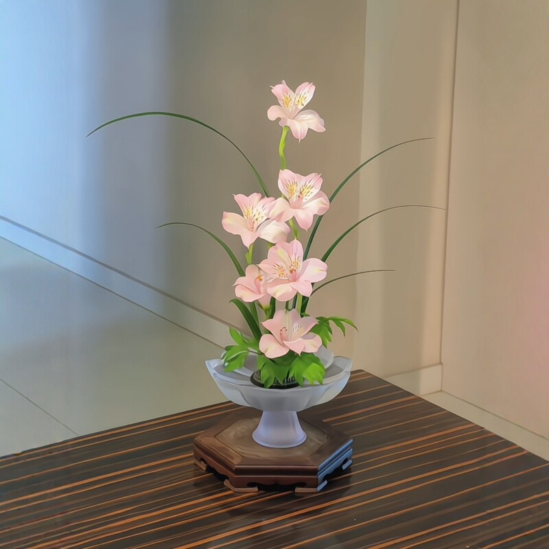好高级的莲花插花摆件图片