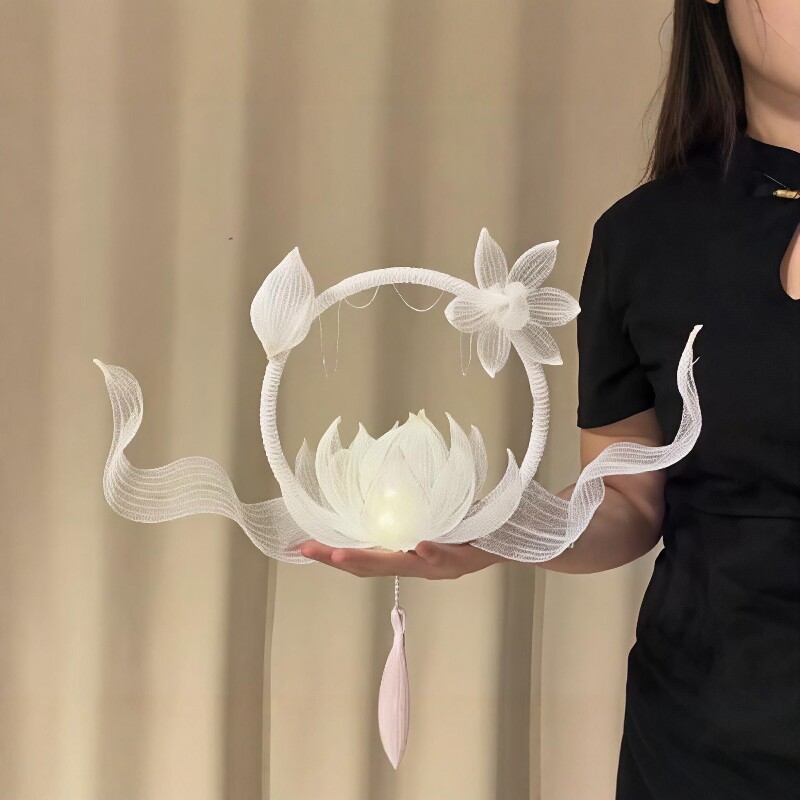 中秋古风网纱莲花灯笼DIY材料包图片