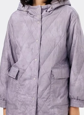 斯琴2024专柜正品女100%棉印花连帽棉服单排扣宽松外套BDDS02107