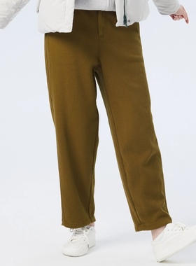 斯琴2023秋专柜正品土黄色棉质微弹加厚直筒针织裤长裤 BCQK00321