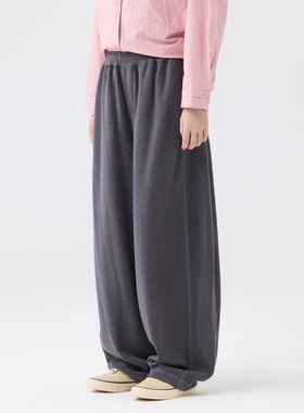 斯琴2025专柜正品深灰色松紧腰灯芯绒宽松休闲裤子长裤BEQK00617