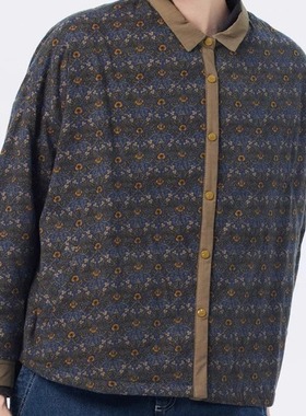 斯琴2023冬专柜正品纯棉印花拼接翻领单排扣落肩棉服 BCDS027150