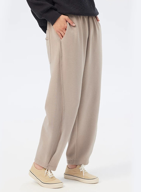 斯琴2024秋季新款米灰松紧腰宽松休闲裤子卫裤长裤弹力BDQK007128