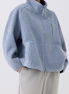 斯琴2025秋专柜正品雾霾蓝立领拉链宽松加厚外套休闲 BEQS008115