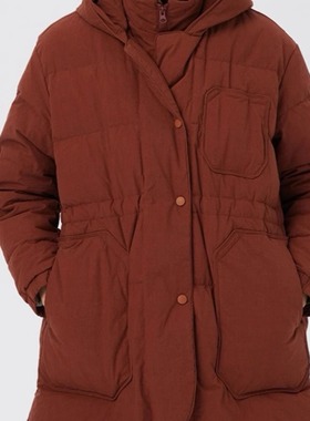 斯琴冬女专柜正品纯棉砖红色单排扣连帽加厚拉链羽绒服 BBDS00135