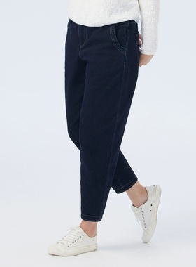 斯琴2023秋专柜正品棉深兰加厚弹力加绒锥形牛仔裤长裤 CKQ231028