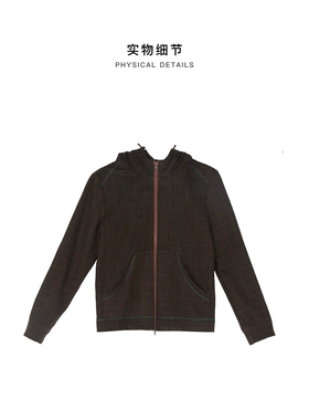 2024春专柜正品格纹棉质连帽拉链短款休闲外套早春BDCS019109