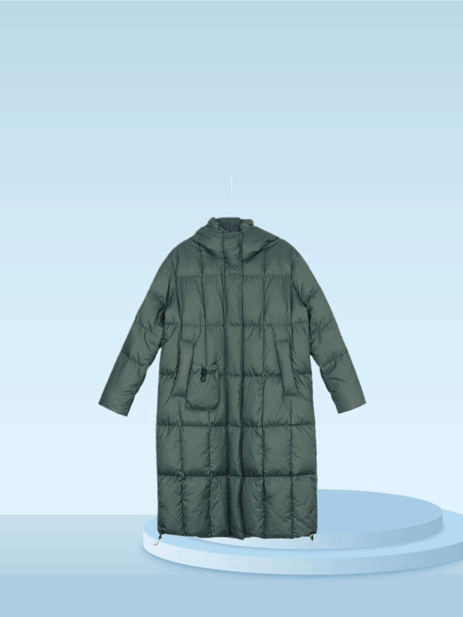 斯琴2024专柜正品95%鸭绒连帽长款羽绒服拉链保暖时尚BDDS00804